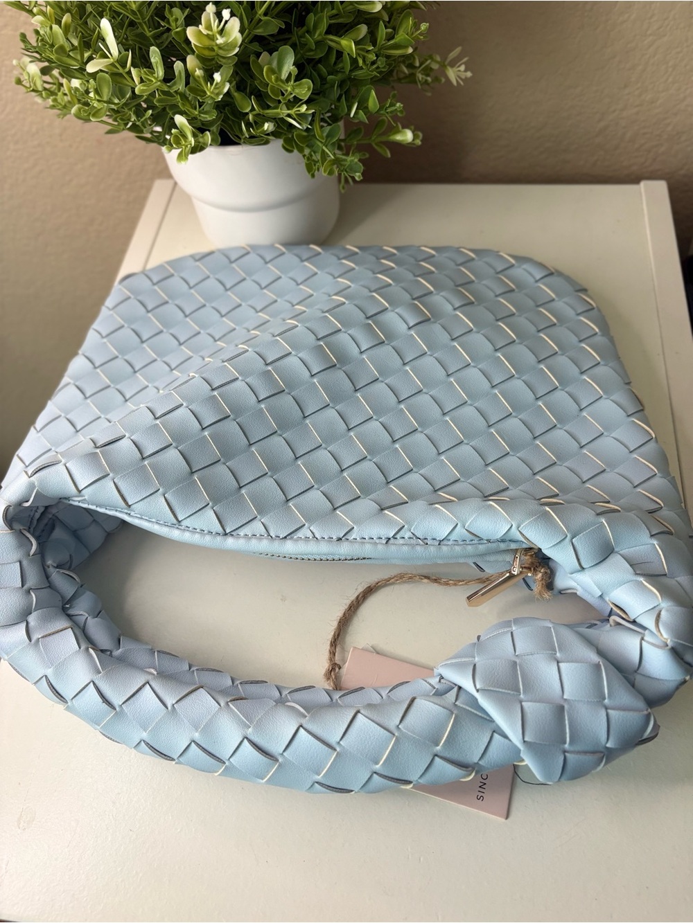 Sincerly Jules Light Blue Woven Hobo Bag - Picture 5 of 12